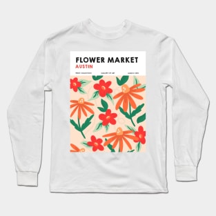 Austin Texas - Flower Market Print Long Sleeve T-Shirt